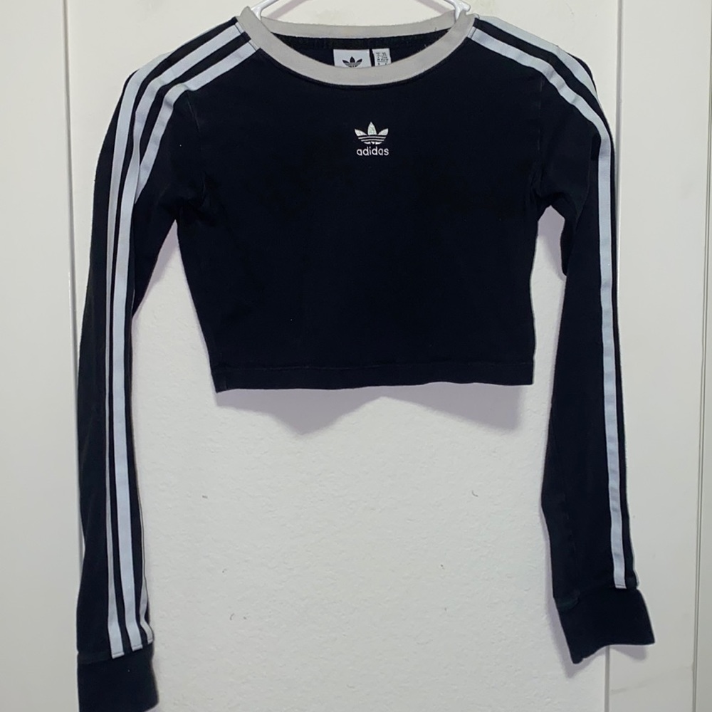 Adidas Black Long Sleeve Crop Top XS